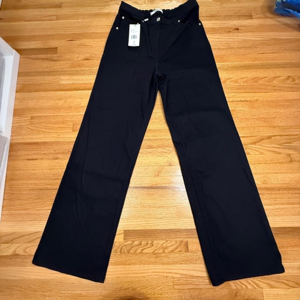 Thakoon High Waisted Wide Leg Black Denim Pants Size 10‎ W31